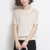 Middle-aged mom ice silk short-sleeved T-shirt for women 2023 new summer style, thin mini sweater, knitted sweater, lace top T-shirt Application Scenario